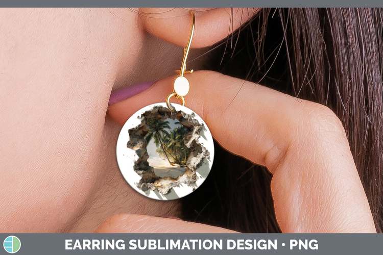 Be Sea 3D Hole Round Earrings Sublimation Design