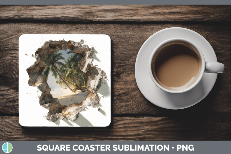 Be Sea 3D Hole Square Coaster Sublimation Design