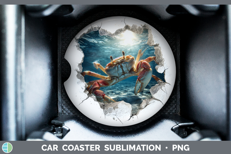 Crab Sea 3D Hole Car Coaster Sublimation Design