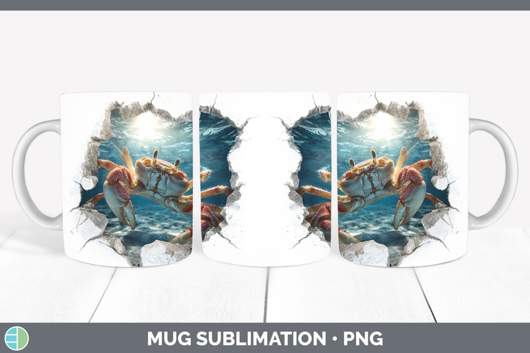 Crab Sea 3D Hole Mug Wrap Sublimation Design