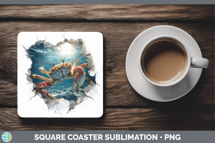 Crab Sea 3D Hole Square Coaster Sublimation Design