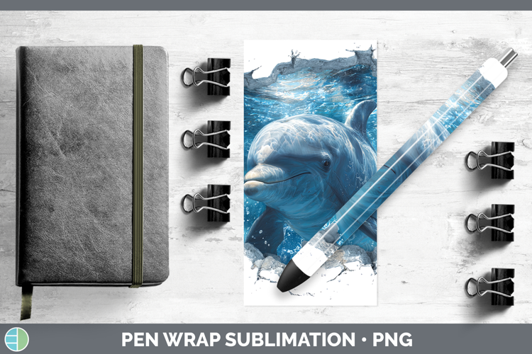 Dolphin Sea 3D Hole Pen Wrap Sublimation Design
