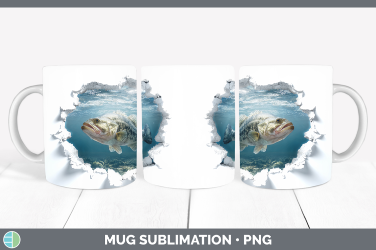 Fish Sea 3D Hole Mug Wrap Sublimation Design