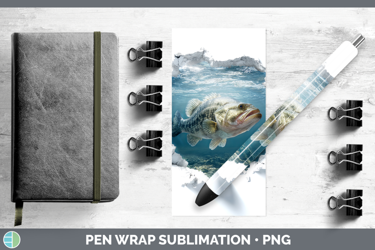 Fish Sea 3D Hole Pen Wrap Sublimation Design