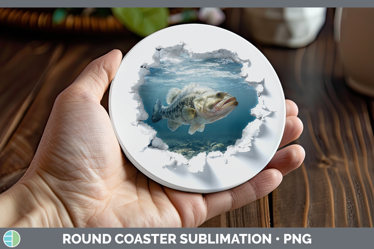 Fish Sea 3D Hole Round Coaster Sublimation Design
