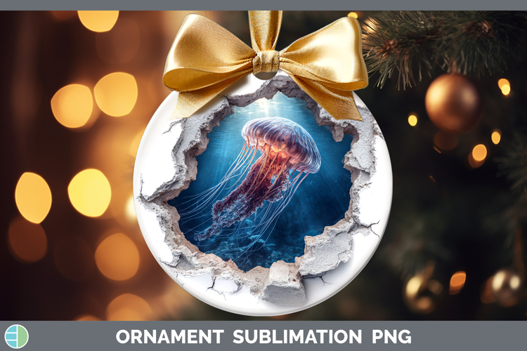Jellyfish Sea 3D Hole Ornament Sublimation Design