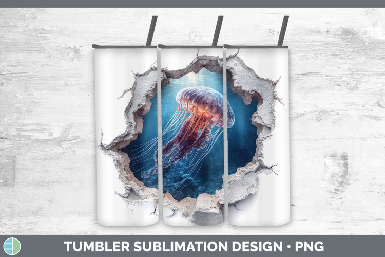 Jellyfish Sea 3D Hole Tumbler Sublimation Design