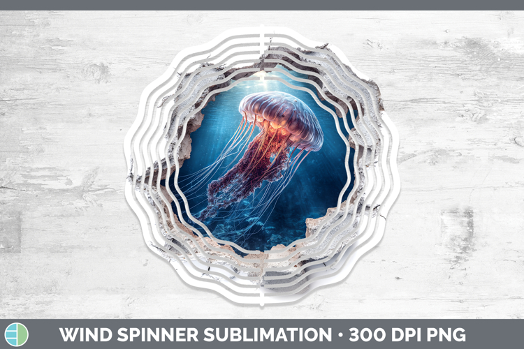 Jellyfish Sea 3D Hole Wind Spinner Sublimation Design