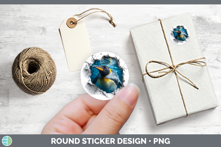 King Penguin Sea 3D Hole Stickers Design