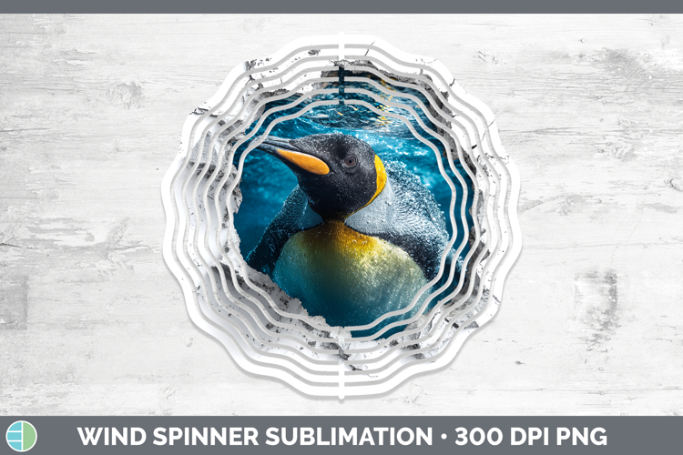 King Penguin Sea 3D Hole Wind Spinner Sublimation Design