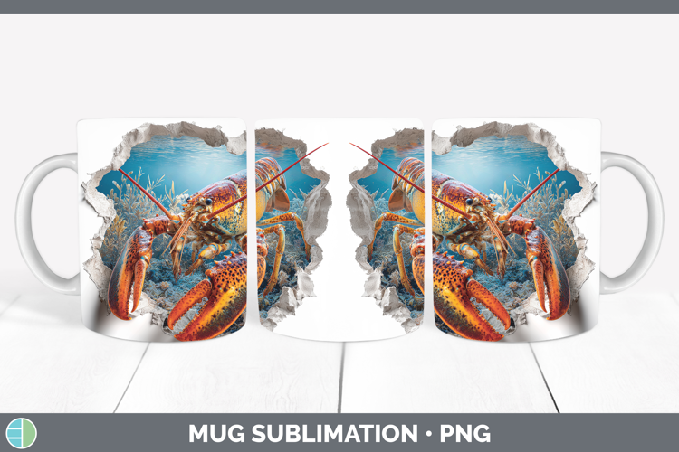 Lobster Sea 3D Hole Mug Wrap Sublimation Design