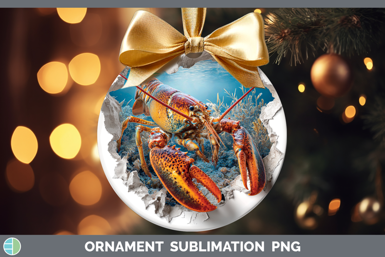Lobster Sea 3D Hole Ornament Sublimation Design
