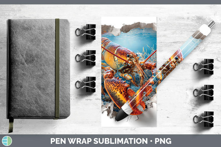 Lobster Sea 3D Hole Pen Wrap Sublimation Design