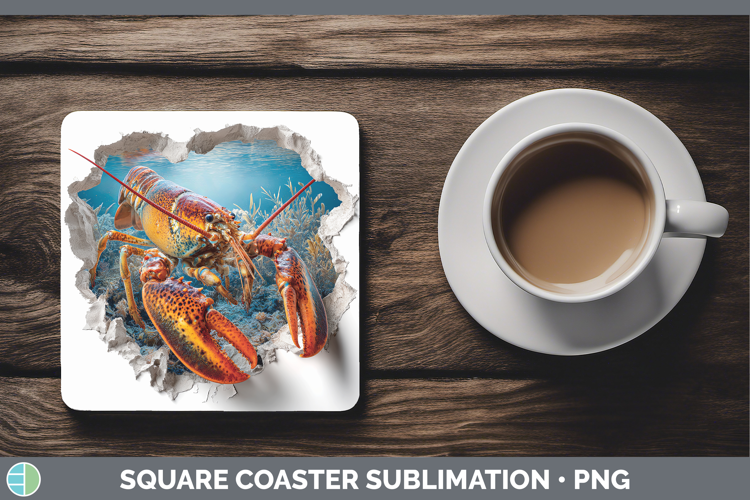 Lobster Sea 3D Hole Square Coaster Sublimation Design