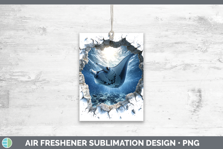 Manta Ray Sea 3D Hole Air Freshener Sublimation Design