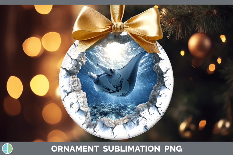 Manta Ray Sea 3D Hole Ornament Sublimation Design
