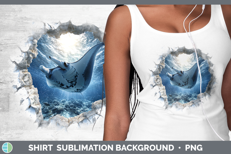 Manta Ray Sea 3D Hole Shirt Sublimation Design