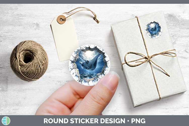 Manta Ray Sea 3D Hole Stickers Design