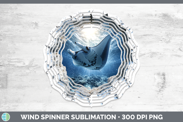 Manta Ray Sea 3D Hole Wind Spinner Sublimation Design