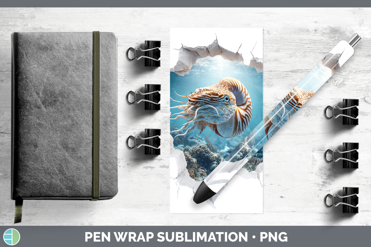 Nautilus Sea 3D Hole Pen Wrap Sublimation Design