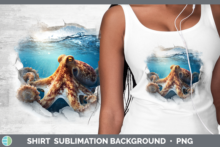 Octopus Sea 3D Hole Shirt Sublimation Design