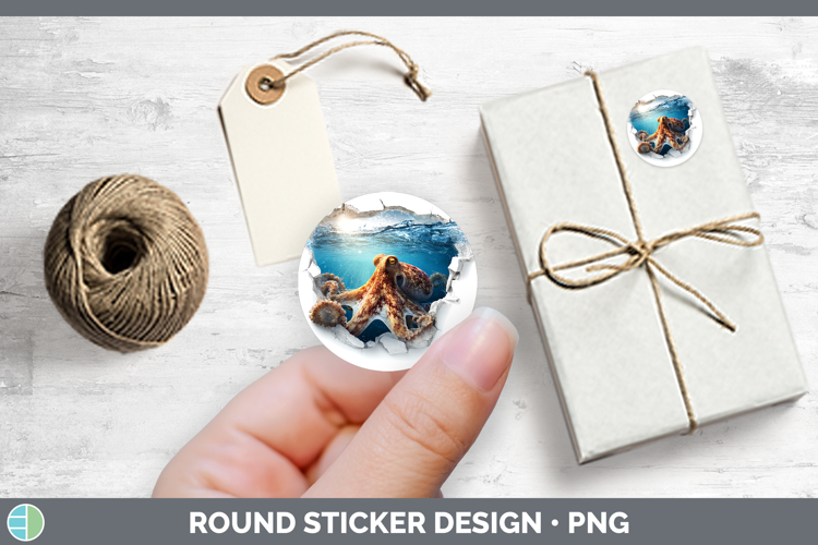 Octopus Sea 3D Hole Stickers Design