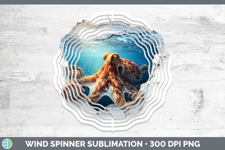 Octopus Sea 3D Hole Wind Spinner Sublimation Design