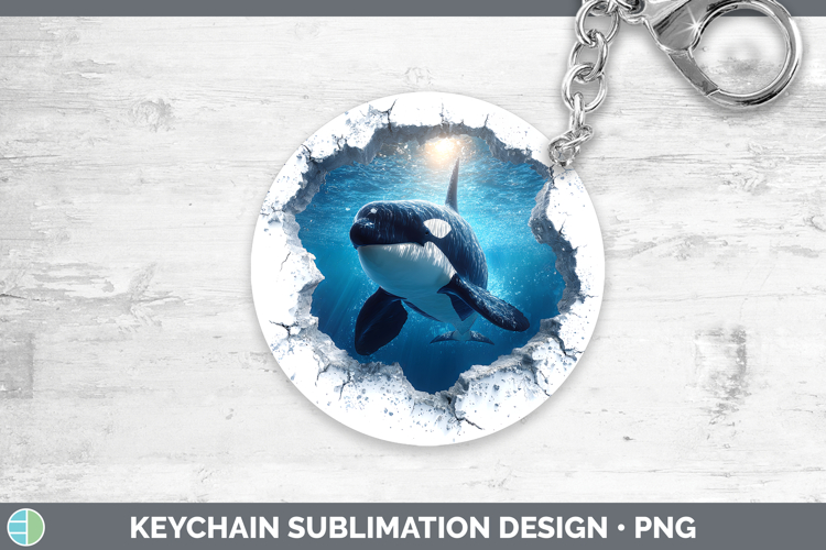 Orca Sea 3D Hole Keychain Sublimation Design