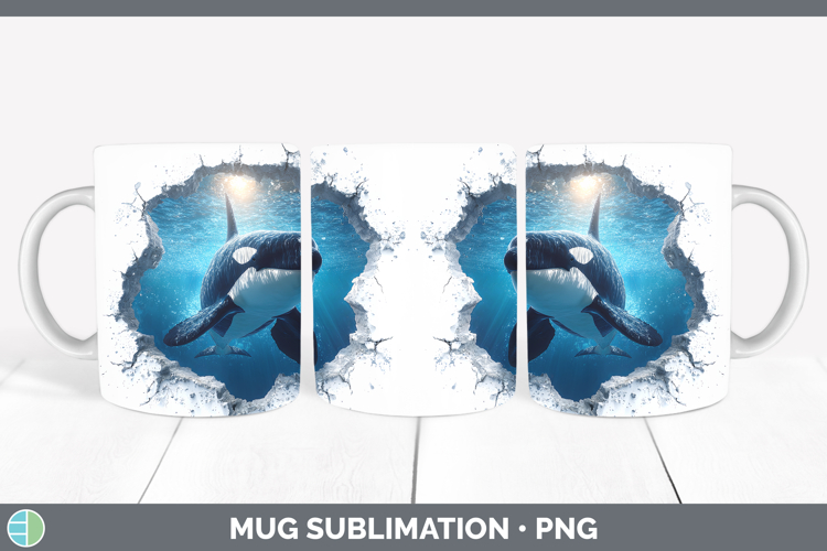 Orca Sea 3D Hole Mug Wrap Sublimation Design