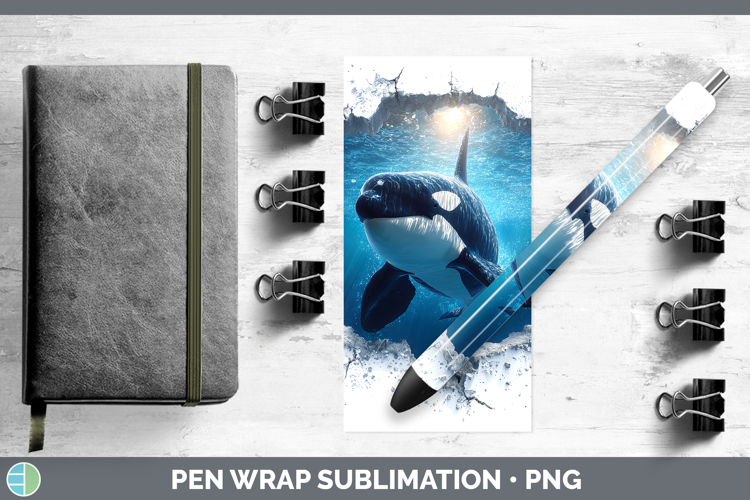 Orca Sea 3D Hole Pen Wrap Sublimation Design