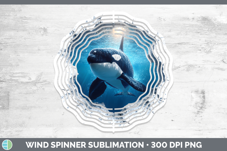 Orca Sea 3D Hole Wind Spinner Sublimation Design