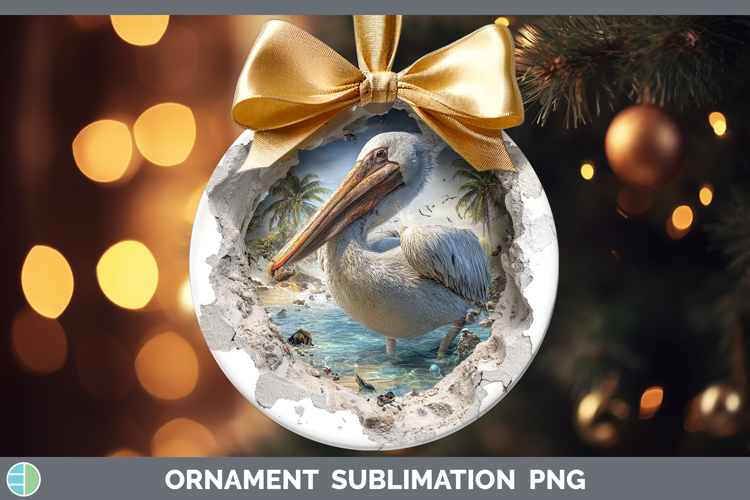 Pelican Sea 3D Hole Ornament Sublimation Design