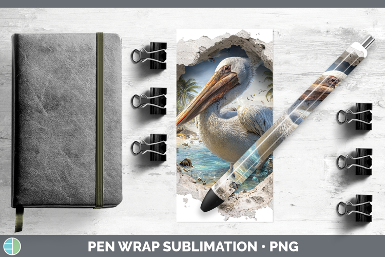 Pelican Sea 3D Hole Pen Wrap Sublimation Design