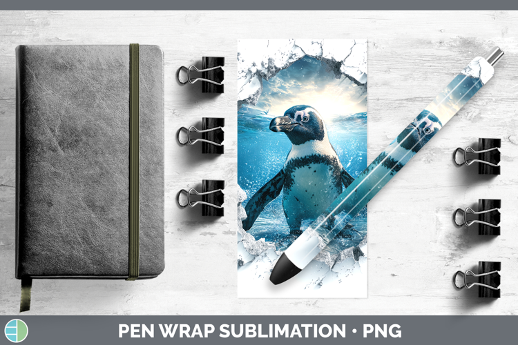 Penguin Sea 3D Hole Pen Wrap Sublimation Design