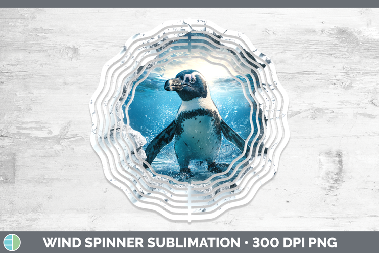 Penguin Sea 3D Hole Wind Spinner Sublimation Design