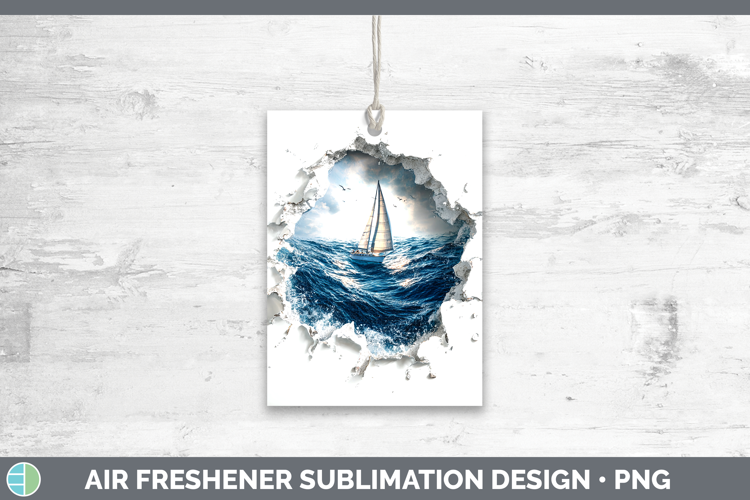 Sailboat Sea 3D Hole Air Freshener Sublimation Design