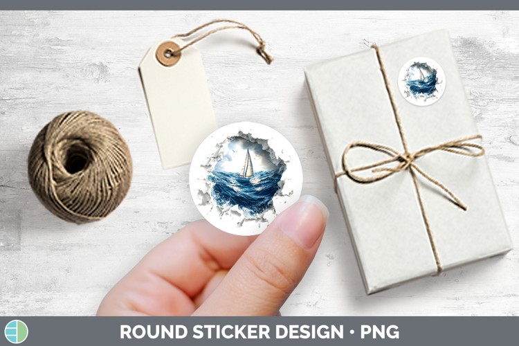 Sailboat Sea 3D Hole Stickers Design