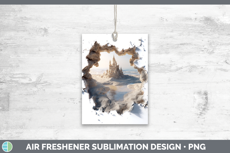 Sand Castle Sea 3D Hole Air Freshener Sublimation Design
