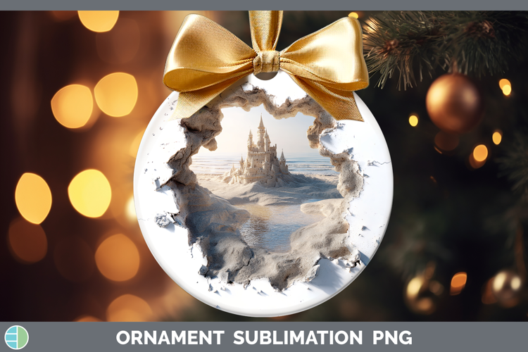 Sand Castle Sea 3D Hole Ornament Sublimation Design