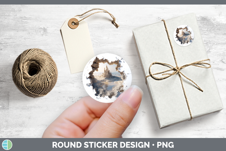 Sand Castle Sea 3D Hole Stickers Design