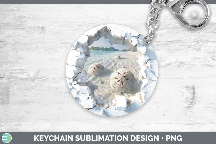 Sand Dollar Sea 3D Hole Keychain Sublimation Design