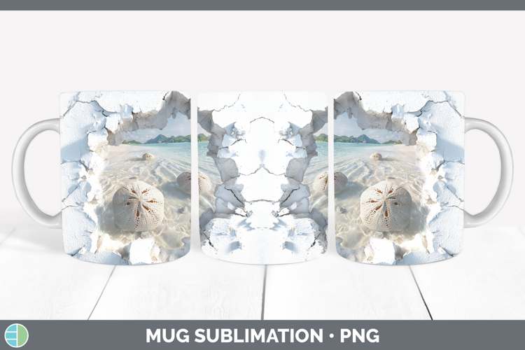 Sand Dollar Sea 3D Hole Mug Wrap Sublimation Design
