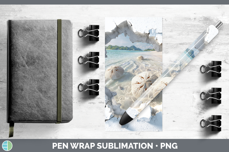 Sand Dollar Sea 3D Hole Pen Wrap Sublimation Design