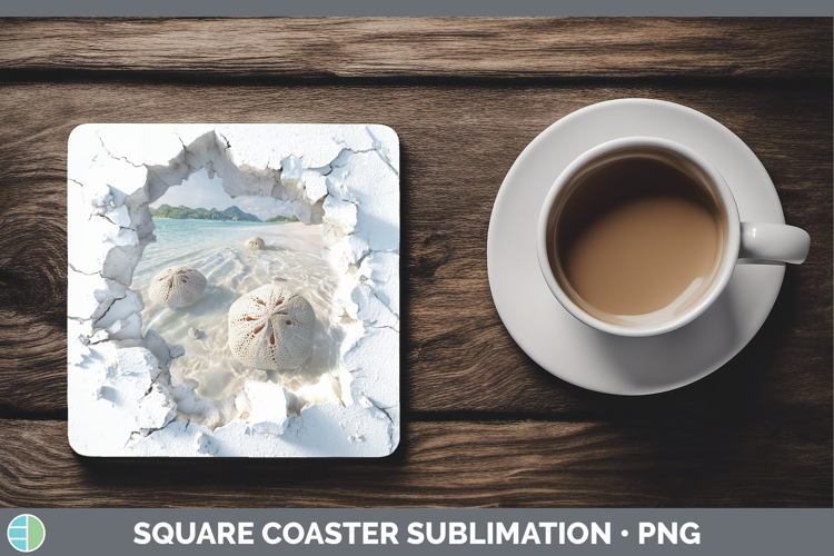 Sand Dollar Sea 3D Hole Square Coaster Sublimation Design