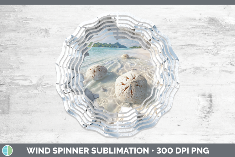 Sand Dollar Sea 3D Hole Wind Spinner Sublimation Design