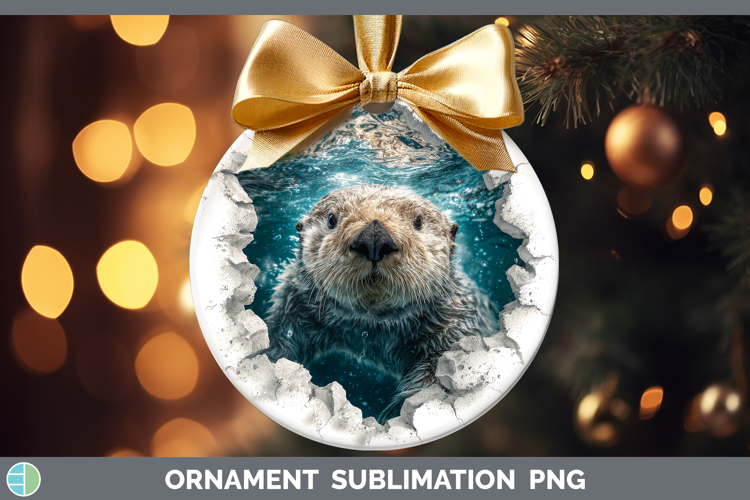 Sea Otter Sea 3D Hole Ornament Sublimation Design