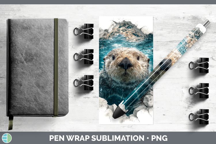 Sea Otter Sea 3D Hole Pen Wrap Sublimation Design