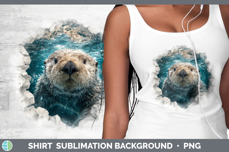 Sea Otter Sea 3D Hole Shirt Sublimation Design
