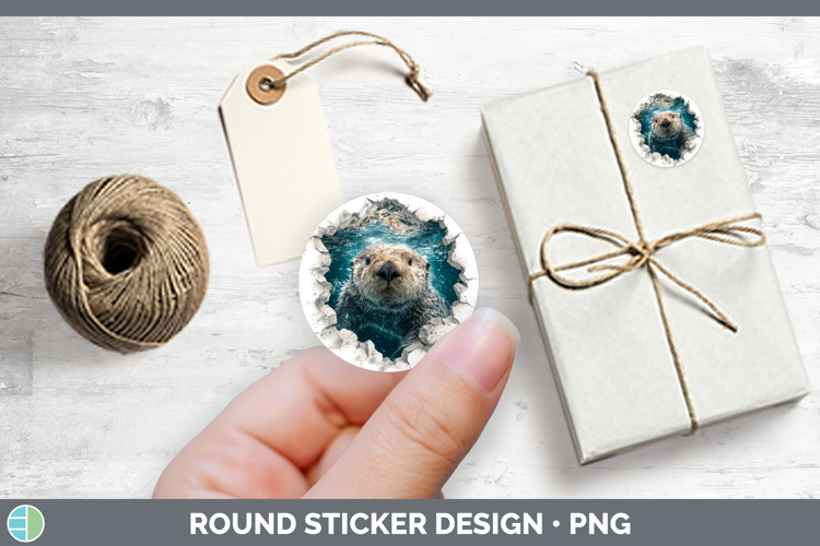 Sea Otter Sea 3D Hole Stickers Design
