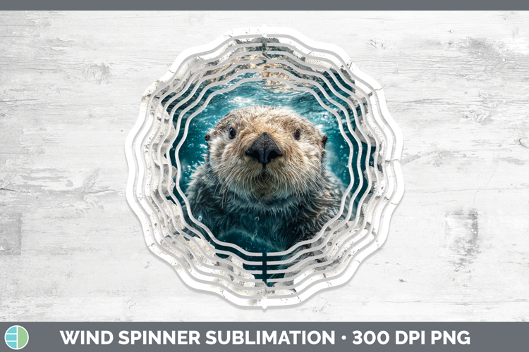 Sea Otter Sea 3D Hole Wind Spinner Sublimation Design